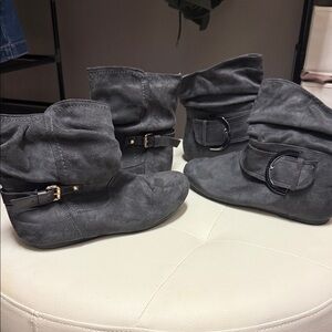 Global Win & Top Moda Gray Suede Ankle Boots with Buckle - 2 pair sz 8
